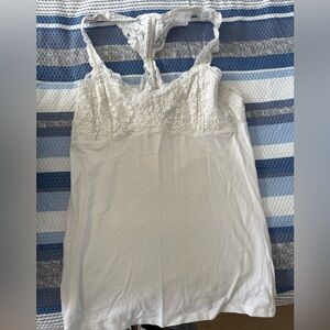 White Lace Trim Women's Top